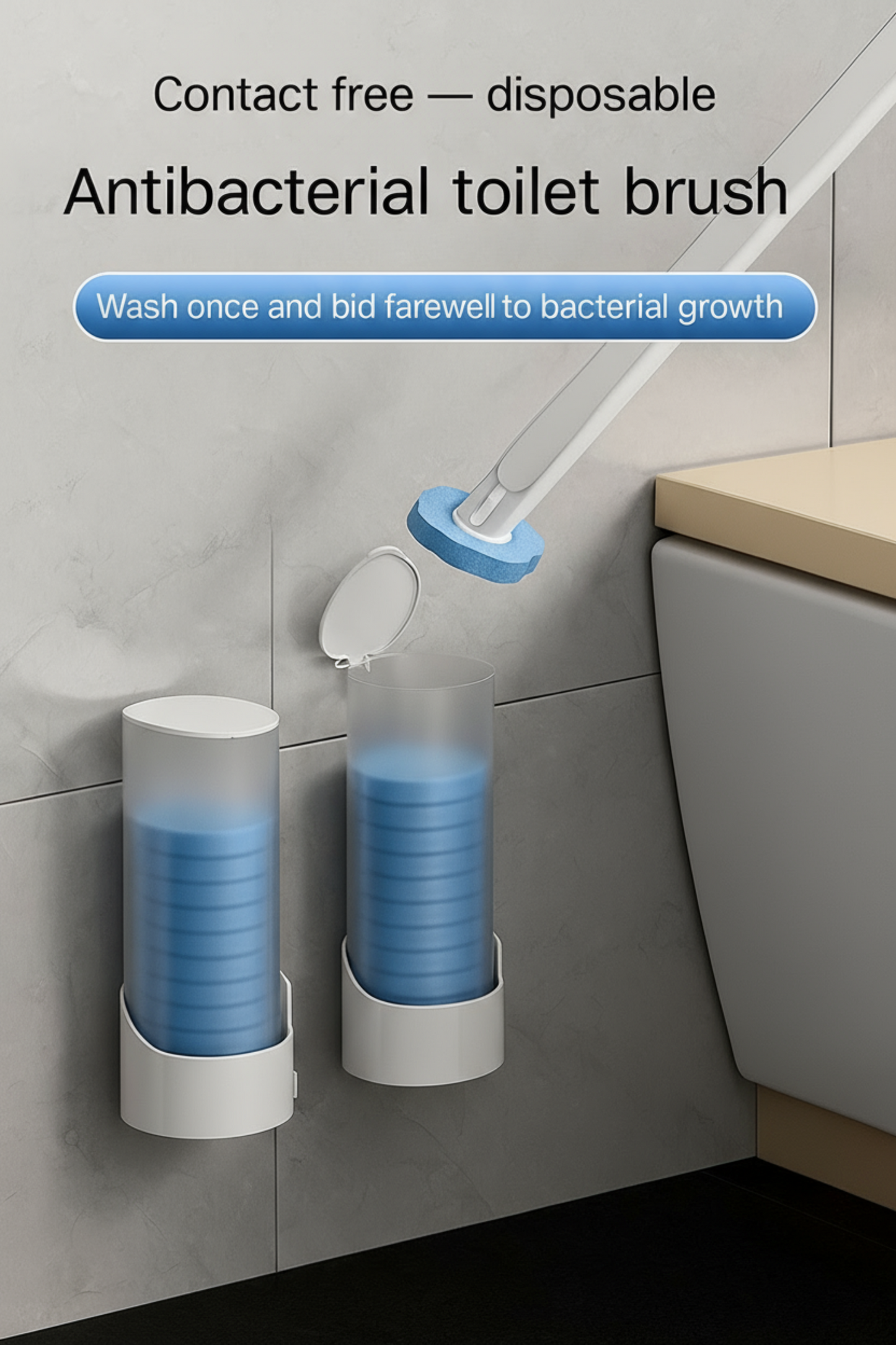 Wall-Mounted Disposable Toilet Brush Set