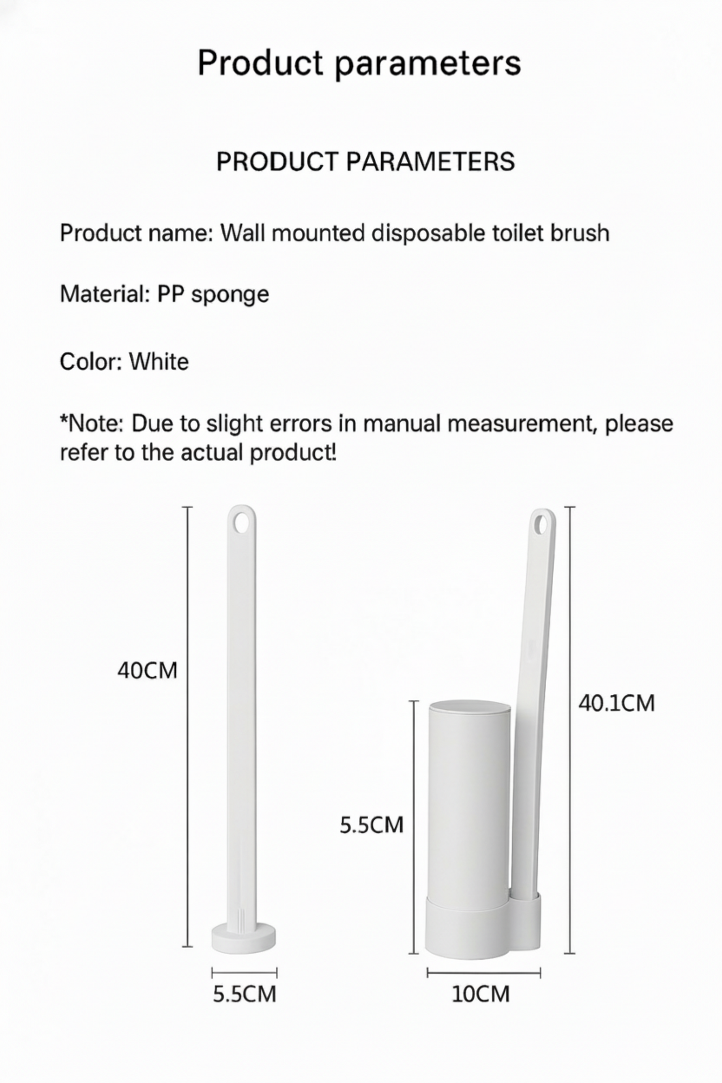 Wall-Mounted Disposable Toilet Brush Set